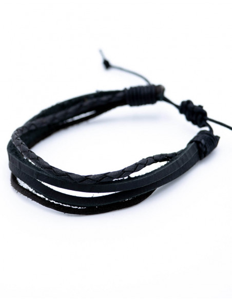 pulsera-multiple-negra-simil-piel