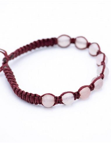 Makramee-Armband mit Rosenquarzstein