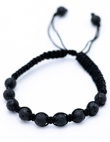 Bracciale Macramè con Roccia Vulcanica