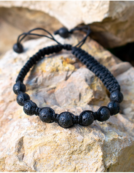 Bracciale Macramè con Roccia Vulcanica