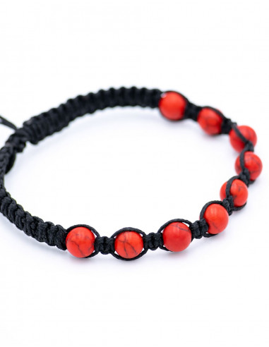 Bracciale Macramè con Corallo Rosso Minerale