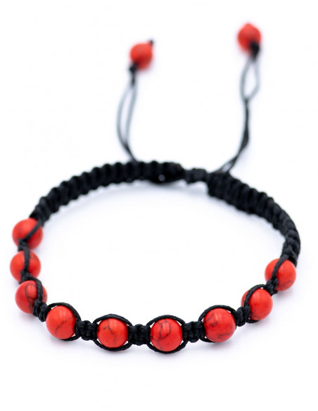 Bracciale Macramè con Corallo Rosso Minerale