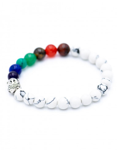 Bracciale in pietra minerale Howlite con Buddha