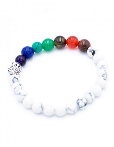 Bracciale in pietra minerale Howlite con Buddha