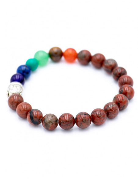 Bracciale di diaspro rosso con 7 chakra e Buddha