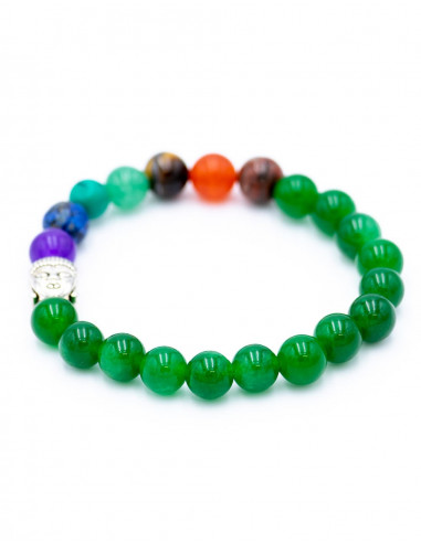 Pulseira Mineral Jaspe Verde com cabeça de Buda