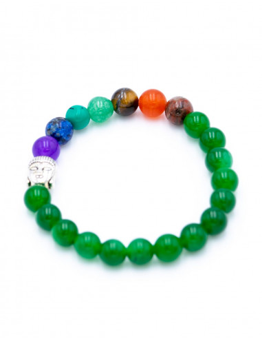 Bracciale in diaspro minerale verde con testa...
