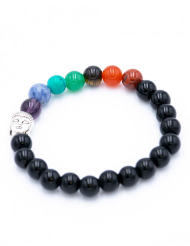 Onyx-Mineral-Armband mit Buddha-Kopf