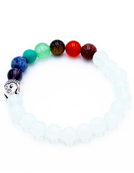Bracciale in pietra opalite con 7 chakra e Buddha