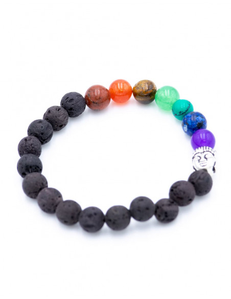 Bracciale Pietre di Roccia Vulcanica con Buddha