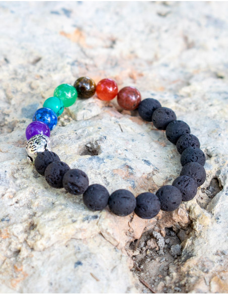 Armband aus vulkanischen Steinen mit Buddha