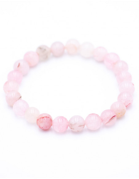 Pulseira de pedra mineral de quartzo rosa