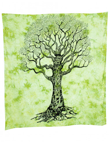 Grüner Wandteppich mit Baum