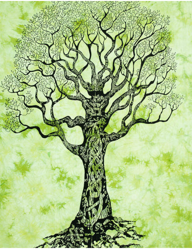 Tapisserie Verte avec Arbre