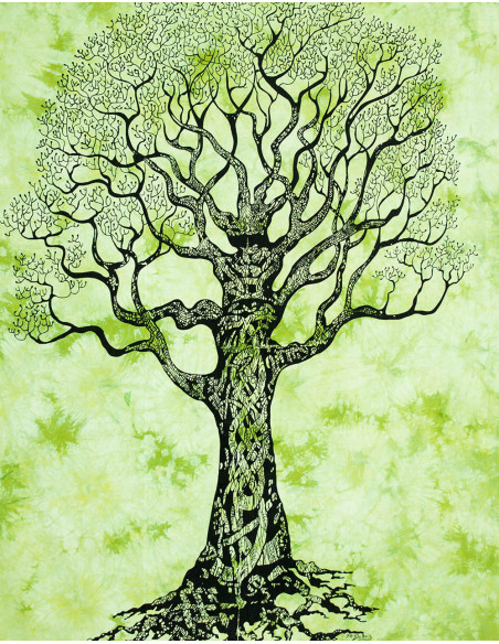 Green Tapestry with Tree