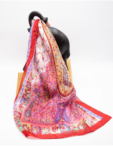 pañuelo-rojo-seda-cuello-mujer