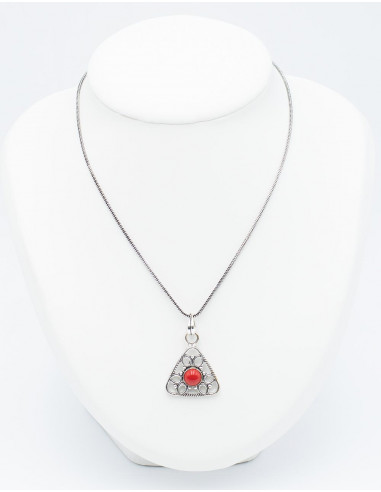 Triangle Pendant with Mineral Stone