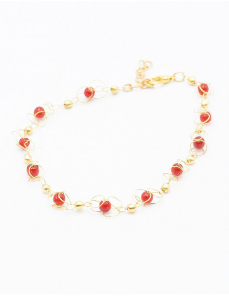 Bracelet de cheville doré + couleur