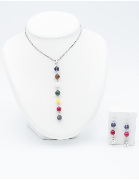 Parure Pendentif et boucles d'oreilles 7 Chakras