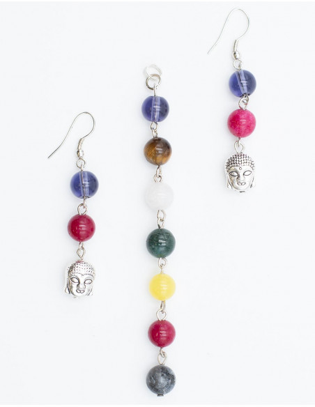 Set Anhänger und Ohrringe 7 Chakren