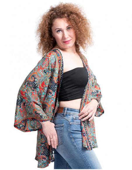 Kimono court en soie