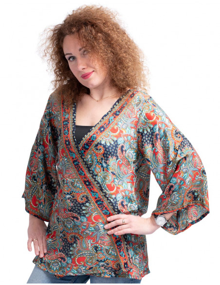 Kurzer Kimono aus Seide