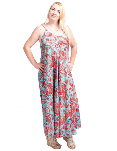 vestido estampado e largo