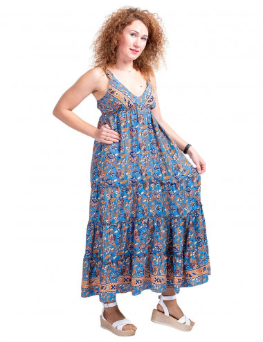 vestido-largo-seda-mangas-amplias-azul 2