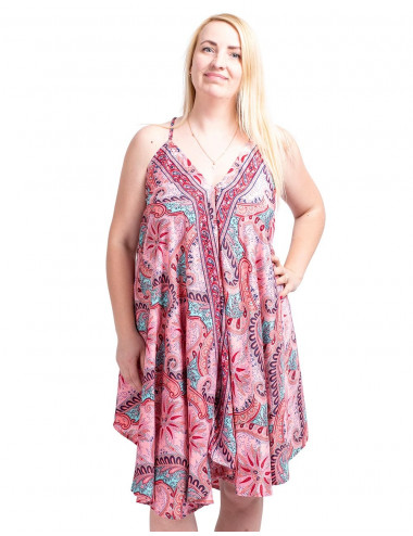 vestido-corto-seda-desigual-rosa 2