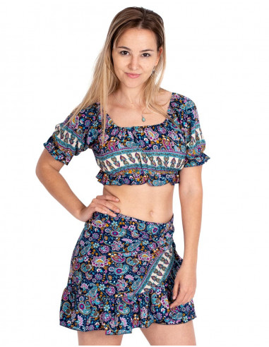 Set minigonna e top in seta