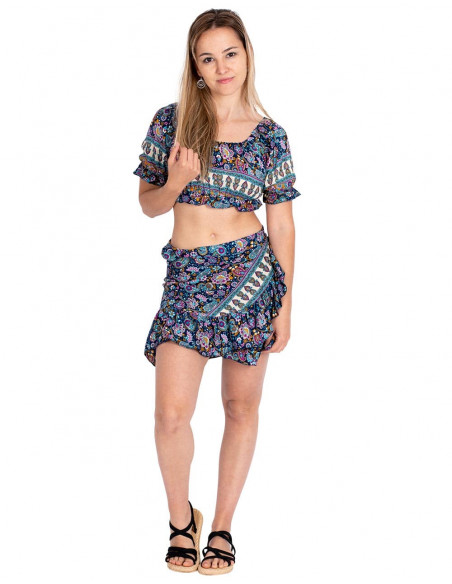 Silk Miniskirt and Top Set