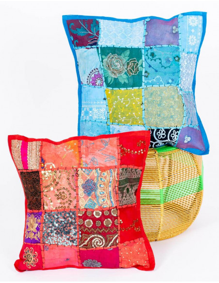 Housse de coussin patchwork