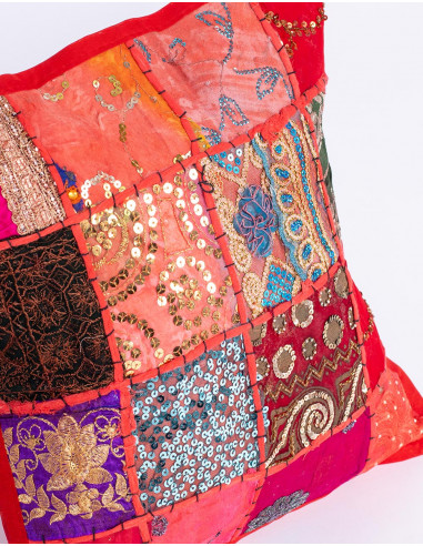 Housse de coussin patchwork