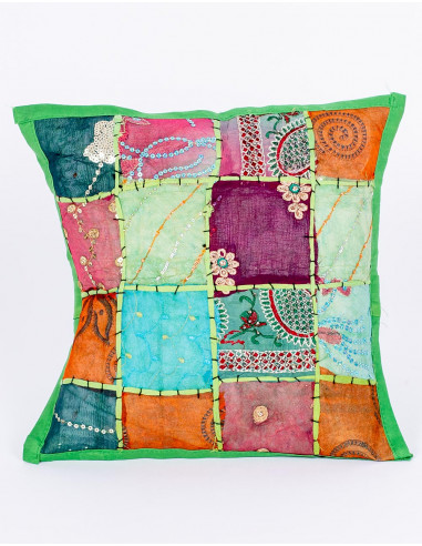 Housse de coussin patchwork