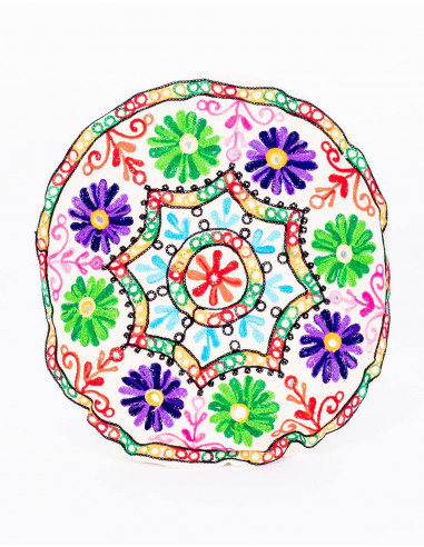 Round Cushion Cover Flowers