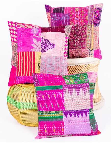 Fodera per cuscino patchwork rosa