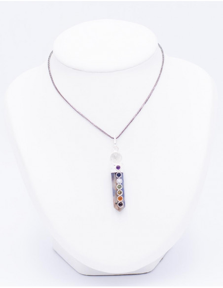 Pingente de Pedra Mineral com 7 Chakras