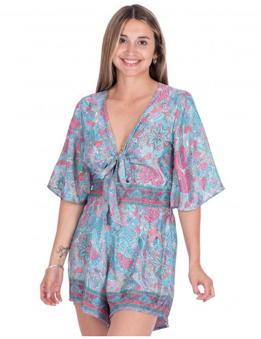 mono-corto-estampado-turquesa-flores 2