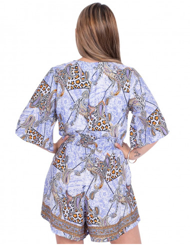 Silk Printed Short Jumpsuit