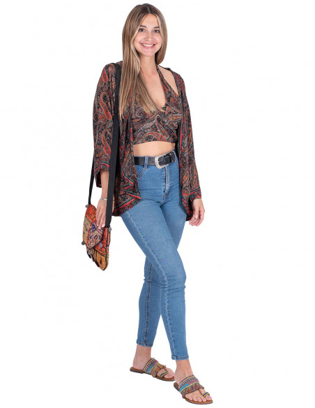 Ensemble Haut Imprimé + Kimono