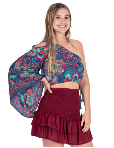 Jupe Courte Bordeaux Pompons 2