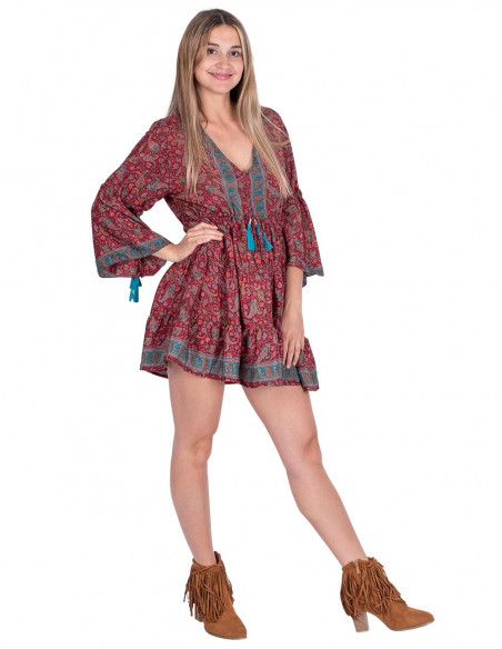 Abito boho con stampa Paisley