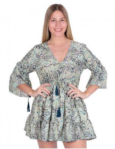Vestido boho com babados
