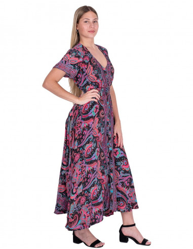 robe noire dessins roses