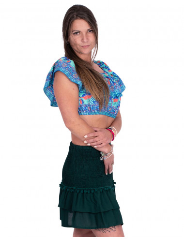 Gonna verde con pompon 2