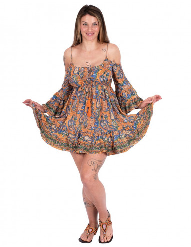 Silk dress with flight