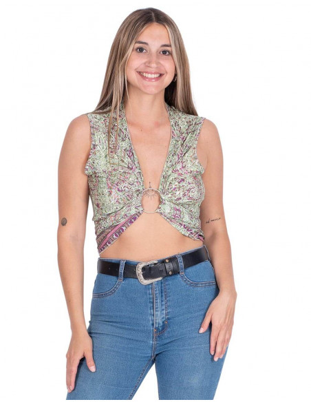 Printed Laced Top