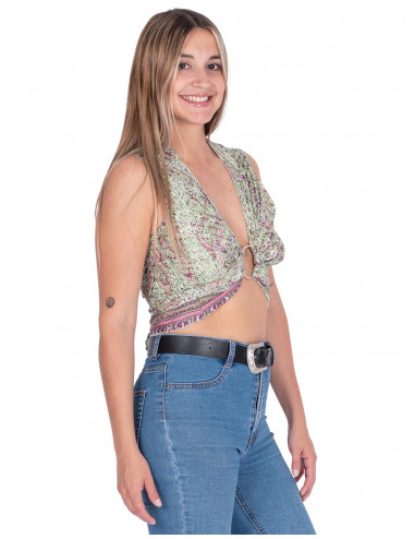 Top rendado estampado