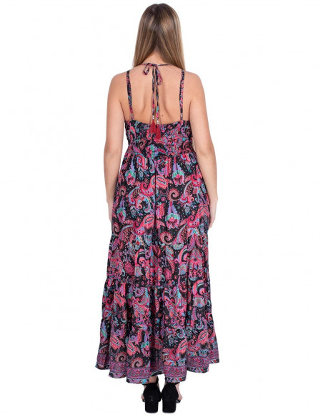 vestido de seda estampado