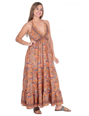 Vestido Longo Laranja Paisley 2